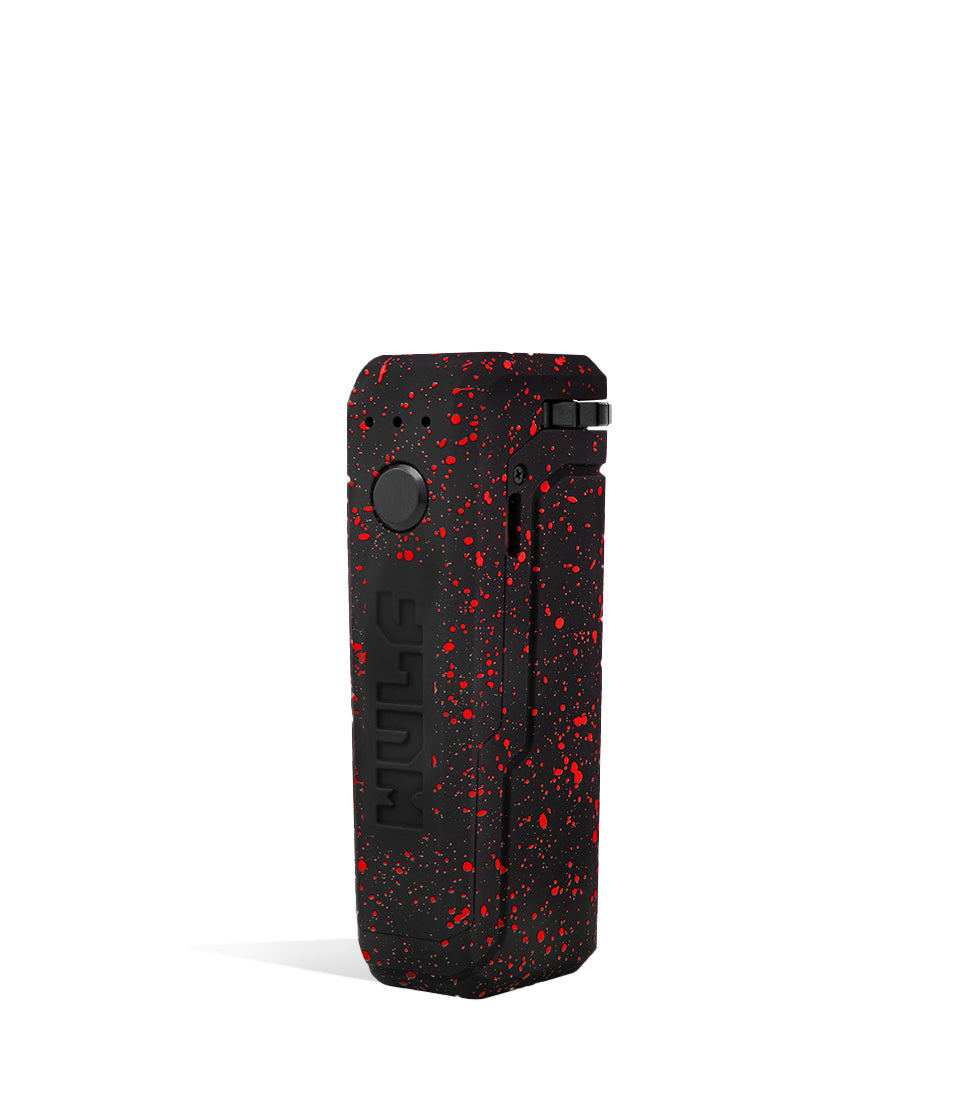 Black Red Spatter Wulf Mods UNI Adjustable 510 Thread Battery Side 1 View on White Background
