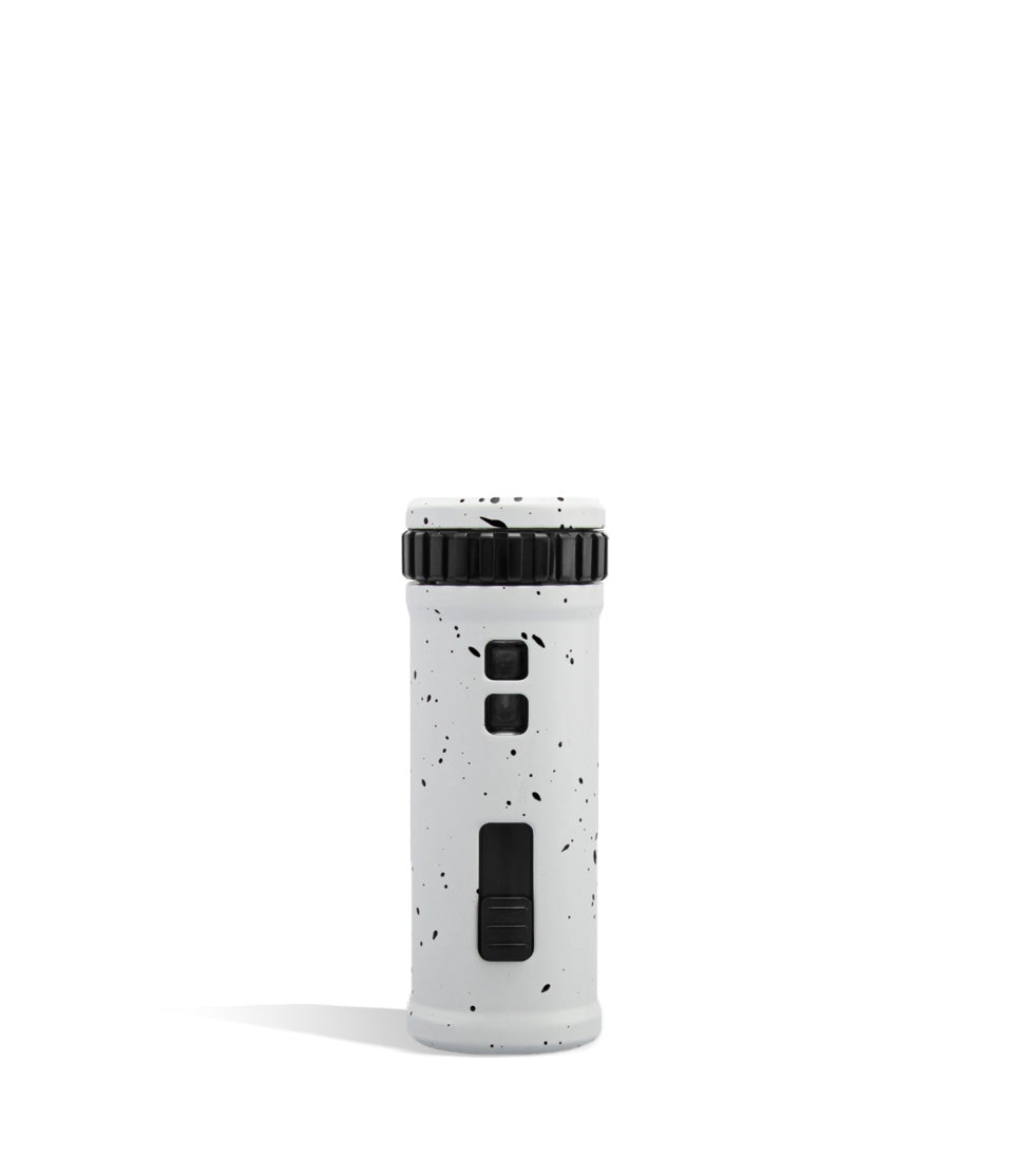 White Black Spatter Wulf Mods UNI S Back View Adjustable 510 Thread Battery on White Background