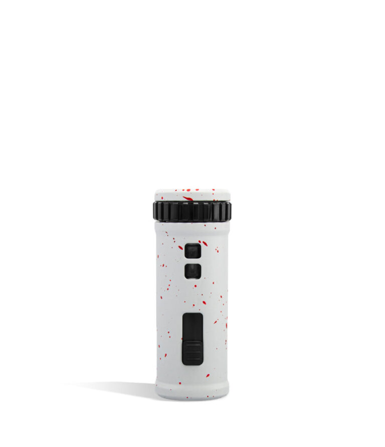 White Red Spatter Wulf Mods UNI S Back View Adjustable 510 Thread Battery on White Background