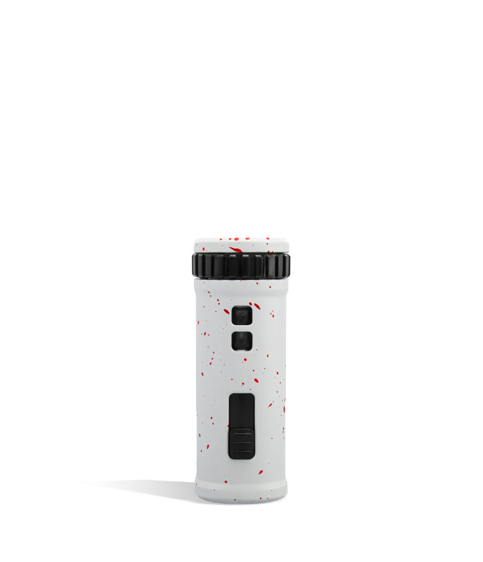 White Red Spatter Wulf Mods UNI S Back View Adjustable 510 Thread Battery on White Background