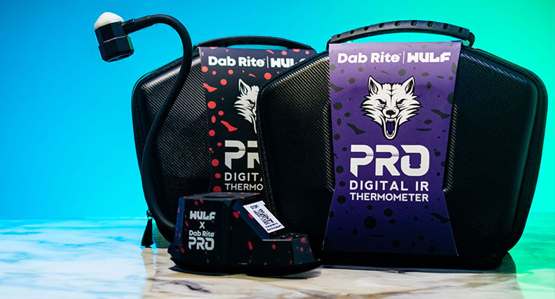 Wulf Dab Rite Pro standing on table with blue background