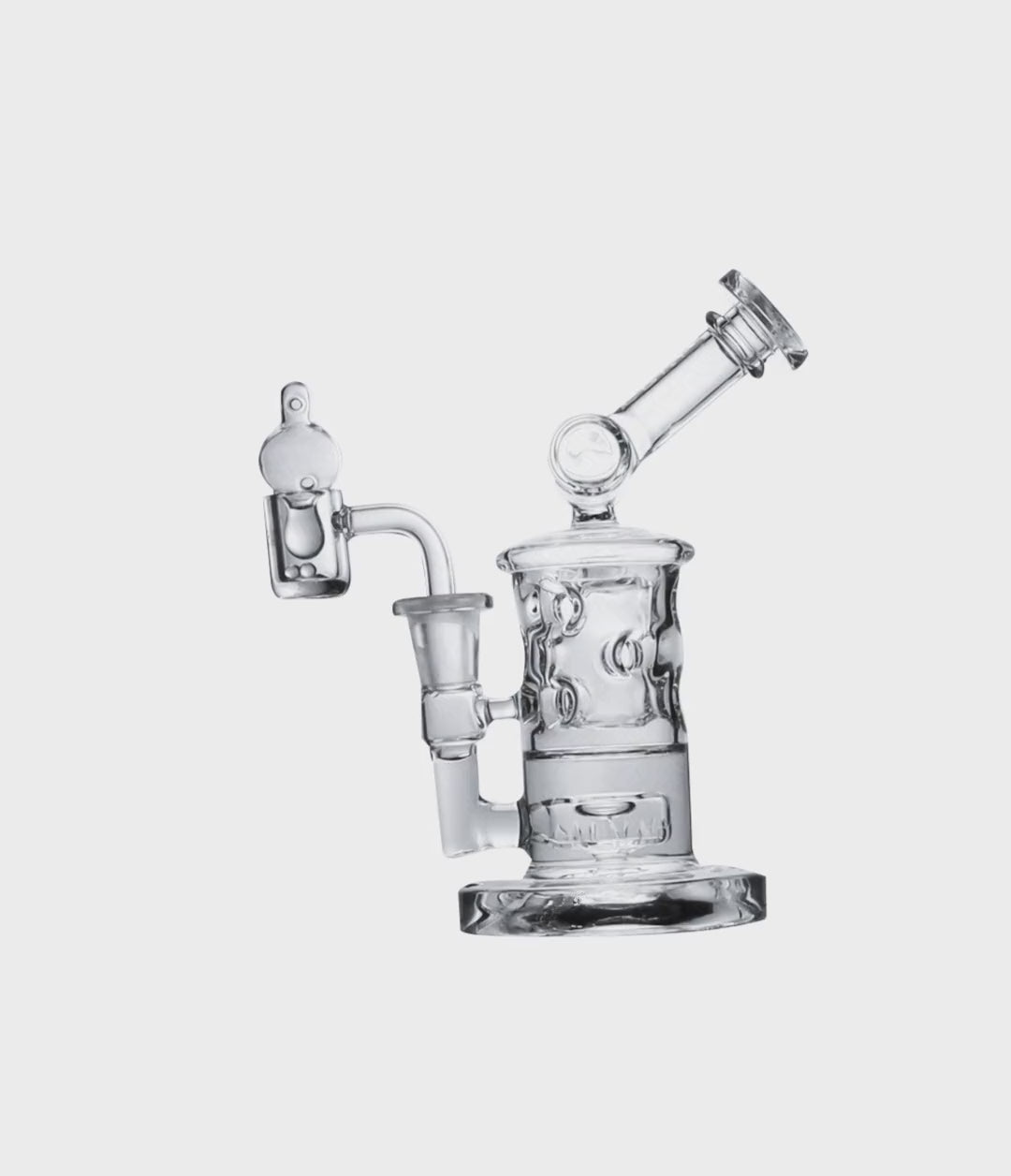 Wulf Mods Tyde 14mm Dab Rig with Quartz Banger Bubbling on White Background [auto-mp4]