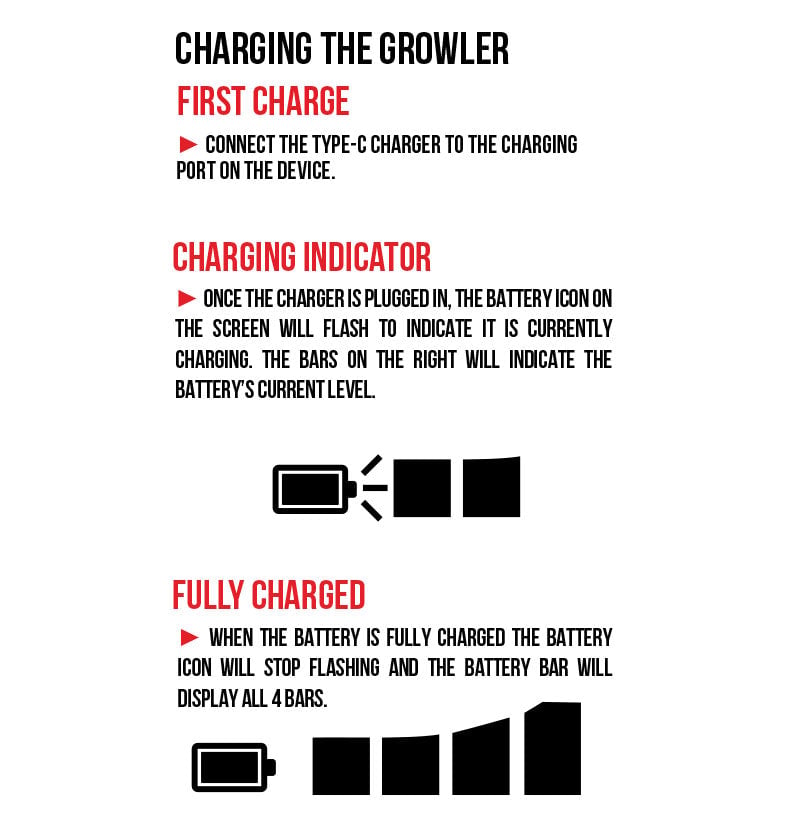 charging the wulf growler instructions on white background