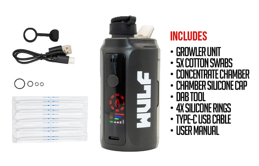 accessories included with wulf growler purchase on white background
