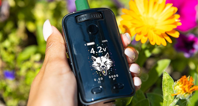 Woman holding the Wulf UNI 3.0 next to yellow flowers