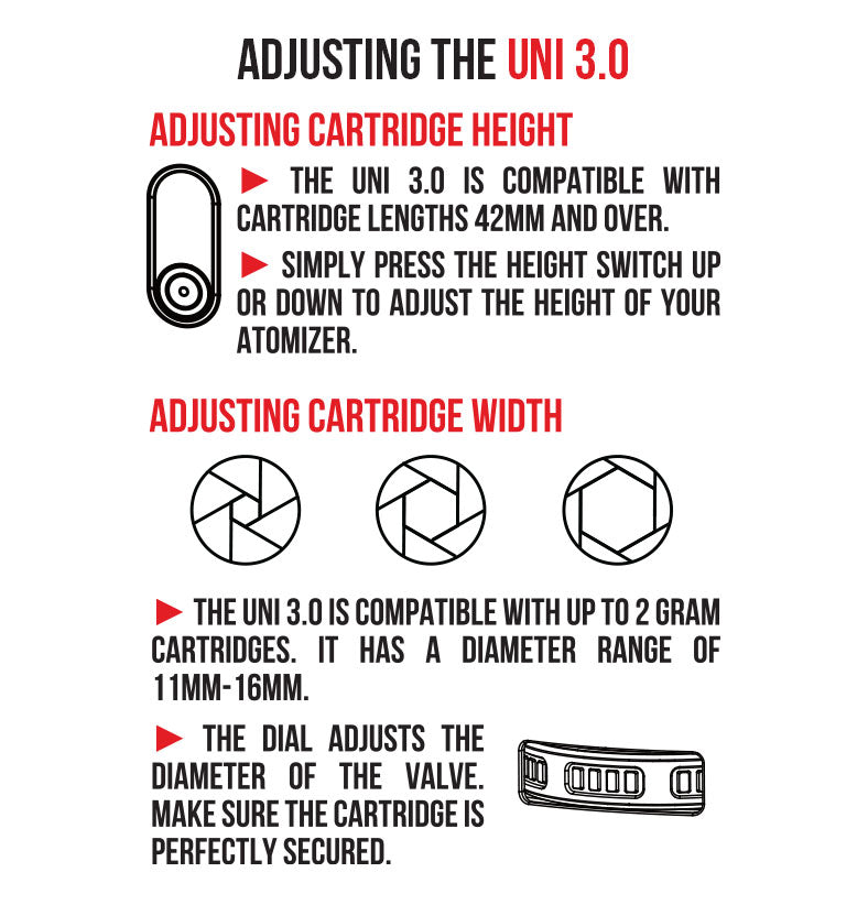 Adjusting Height and Width on the Wulf UNI 3.0 on white background