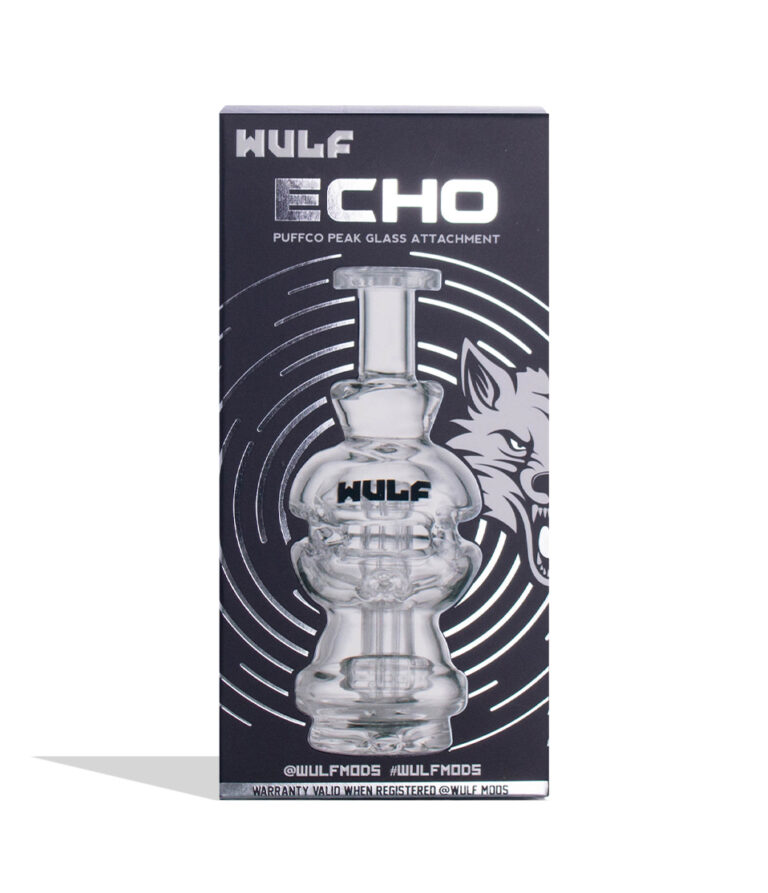 Wulf Mods Echo Puffco Peak Top clear packaging front view on white background