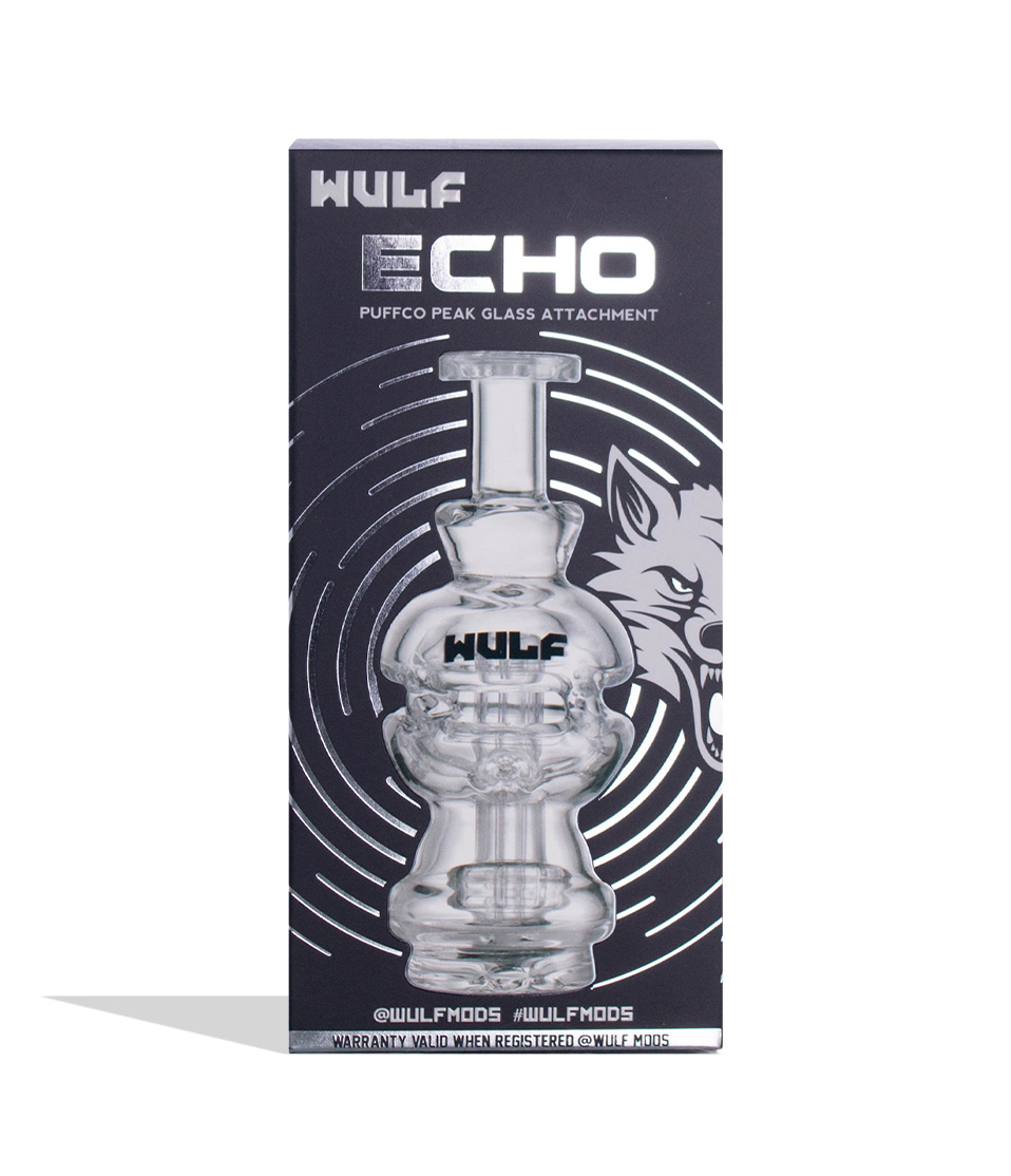 Wulf Mods Echo Puffco Peak Top clear packaging front view on white background