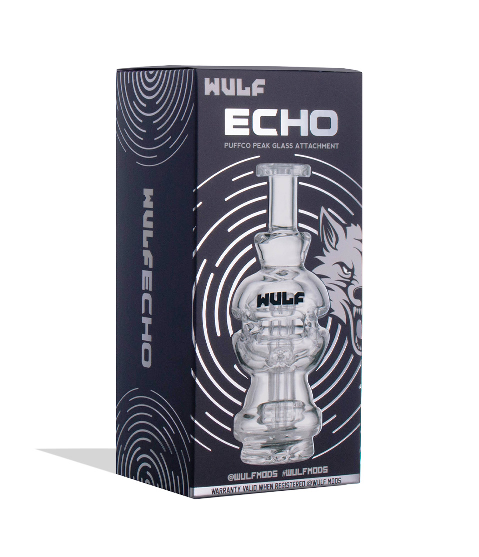 Wulf Mods Echo Puffco Peak Top clear packaging side view on white background